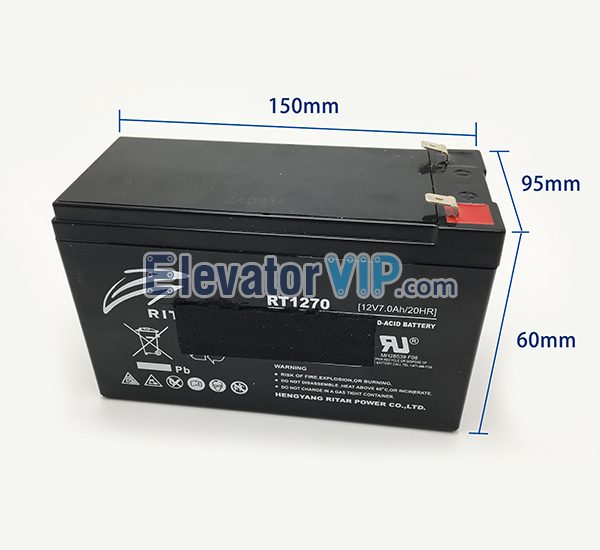 Elevator Brake Release Device Battery, Elevator Emergency Power Supply, Elevator Re-leveling Replacement Battery, Valve Regulated Sealed Lead-acid Battery, RT1270